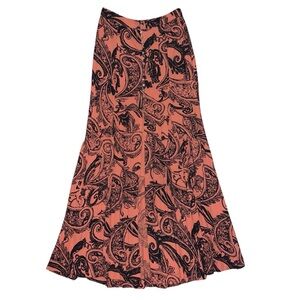 EUC Smooth Sailing Button-Front Maxi Skirt Coral Pink Paisley Combo Size 0 Boho